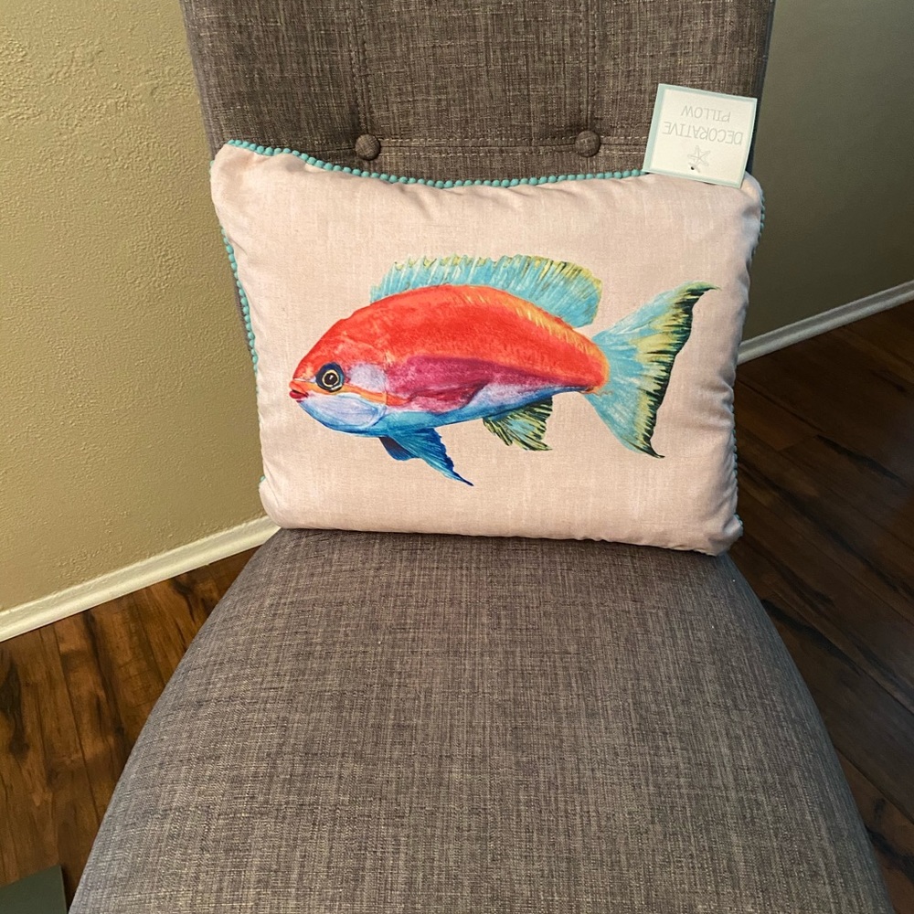 Levetex multicolor fish pillow 14x18